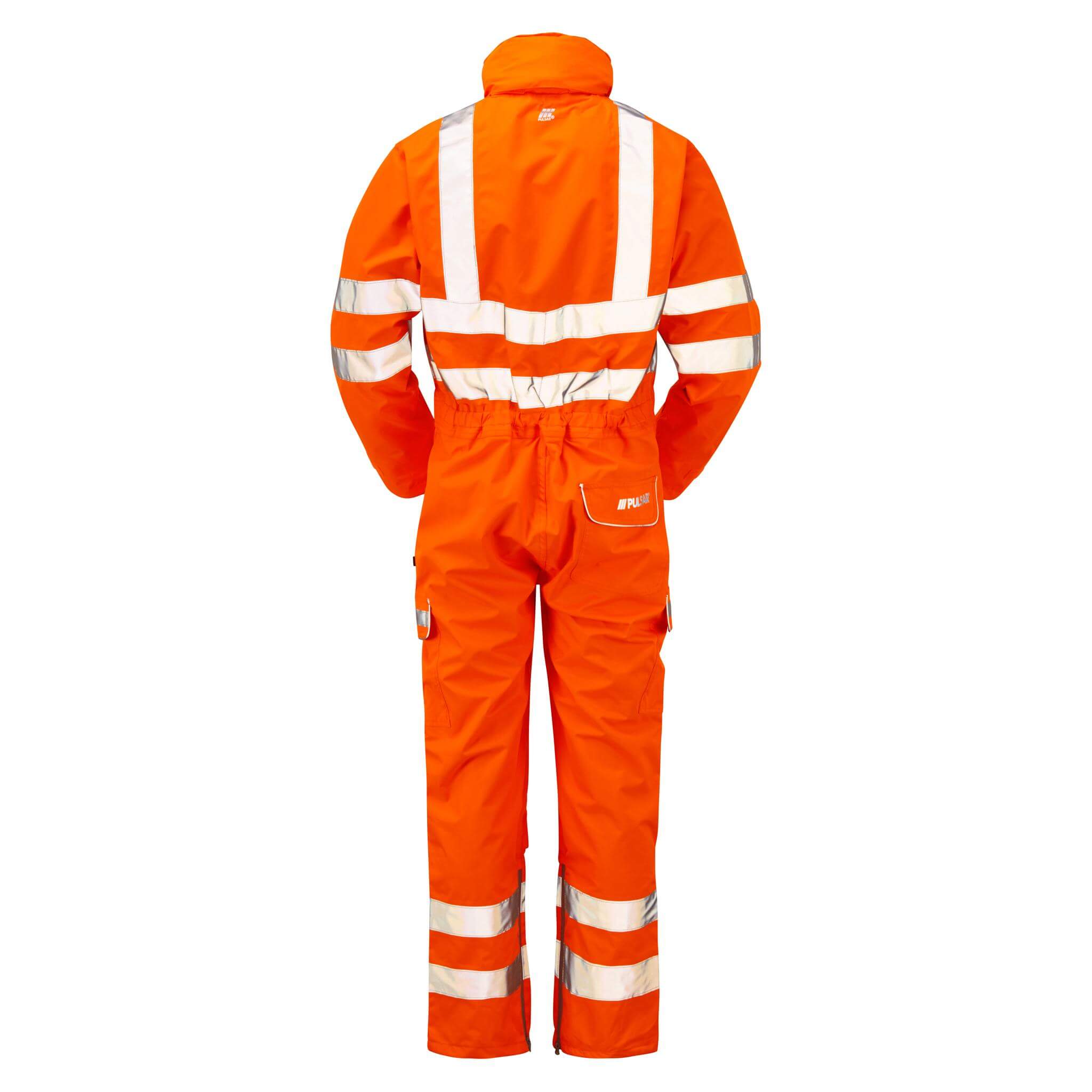 PULSAR PR505 Rail Spec Unlined Hi Vis Waterproof Coverall Orange PR505 ORANGE COVERALL BACK.jpg #colour_orange