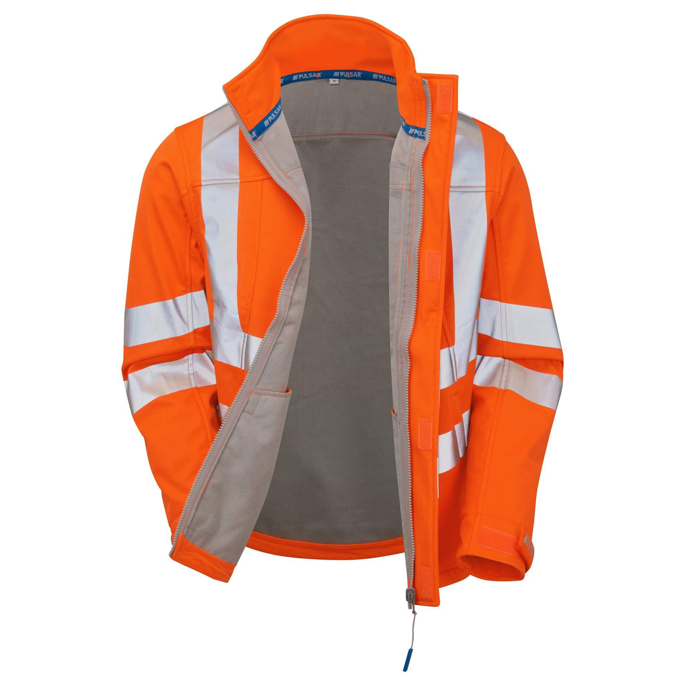 PULSAR PR535 Rail Spec Interactive Hi Vis Softshell Jacket Orange Soft Shell Jacket Orange Open.jpg #colour_orange