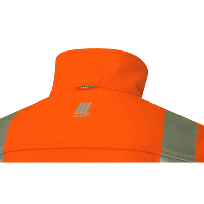 PULSAR PR707 Ladies Rail Spec Hi Vis Softshell Jacket Orange Back Branding.jpg #colour_orange