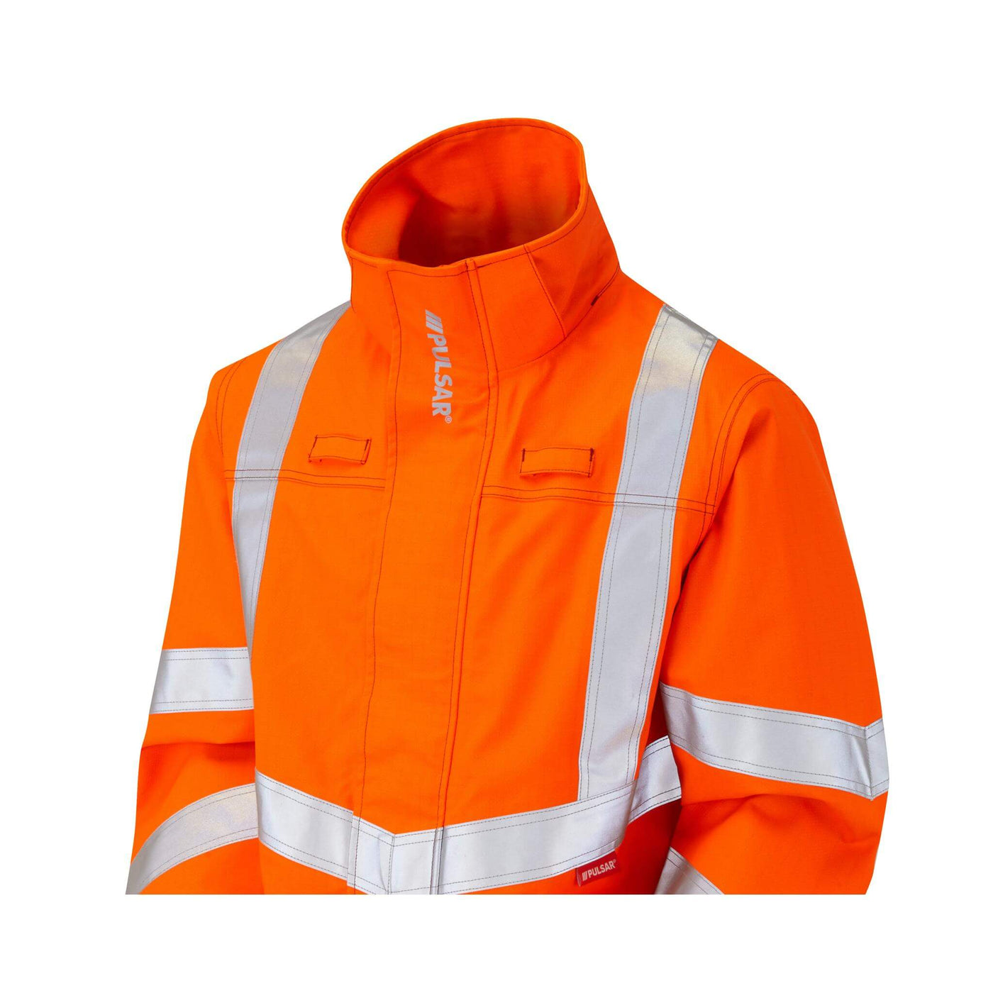 PULSAR PRARC09 Hi Vis Flame Retardant Electric ARC Rail Spec Waterproof Storm Coat Orange Detail1 .jpg #colour_orange