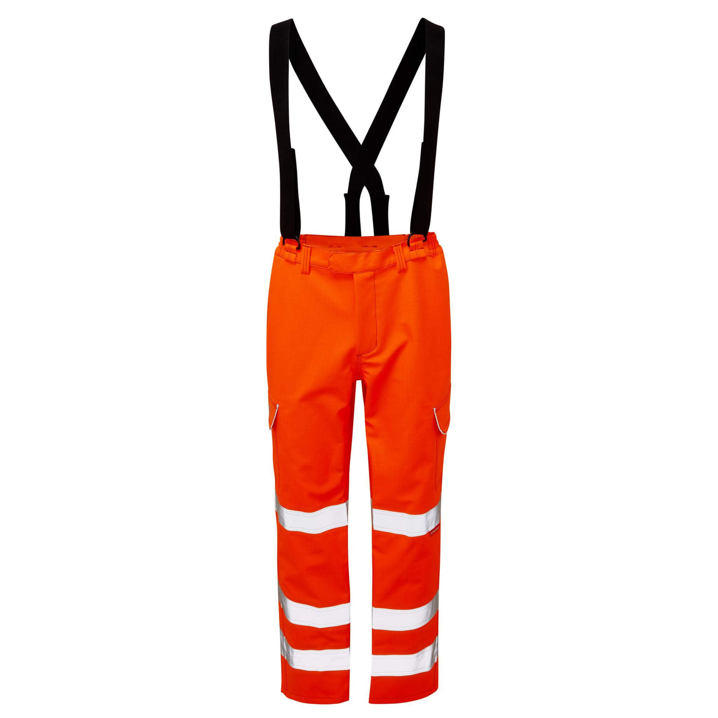 PULSAR PRARC10 Hi Vis Flame Retardant Waterproof Electric ARC Rail Spec Bib and Brace Trousers Orange Front.jpg #colour_orange