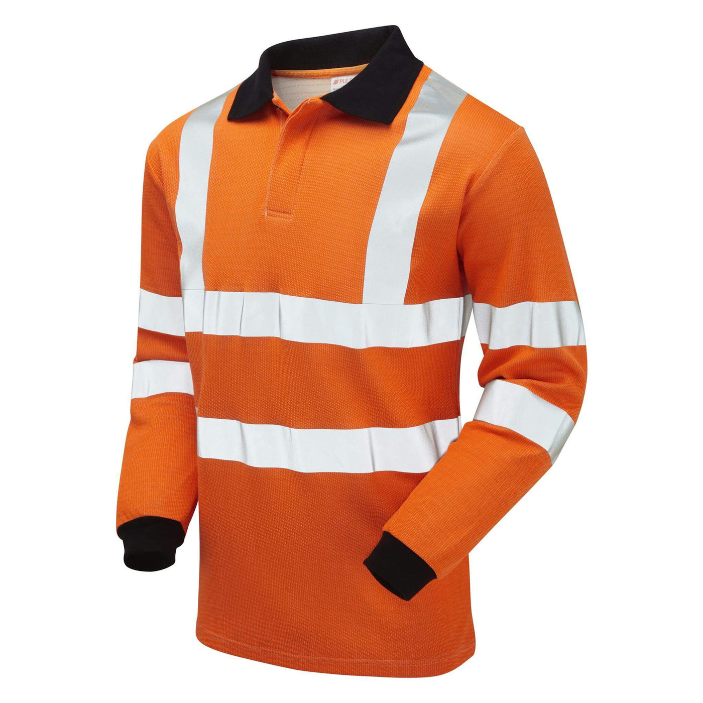 PULSAR PRARC21 Hi Vis Rail Spec FR Electric ARC Polo Shirt Orange Angle.jpg #colour_orange
