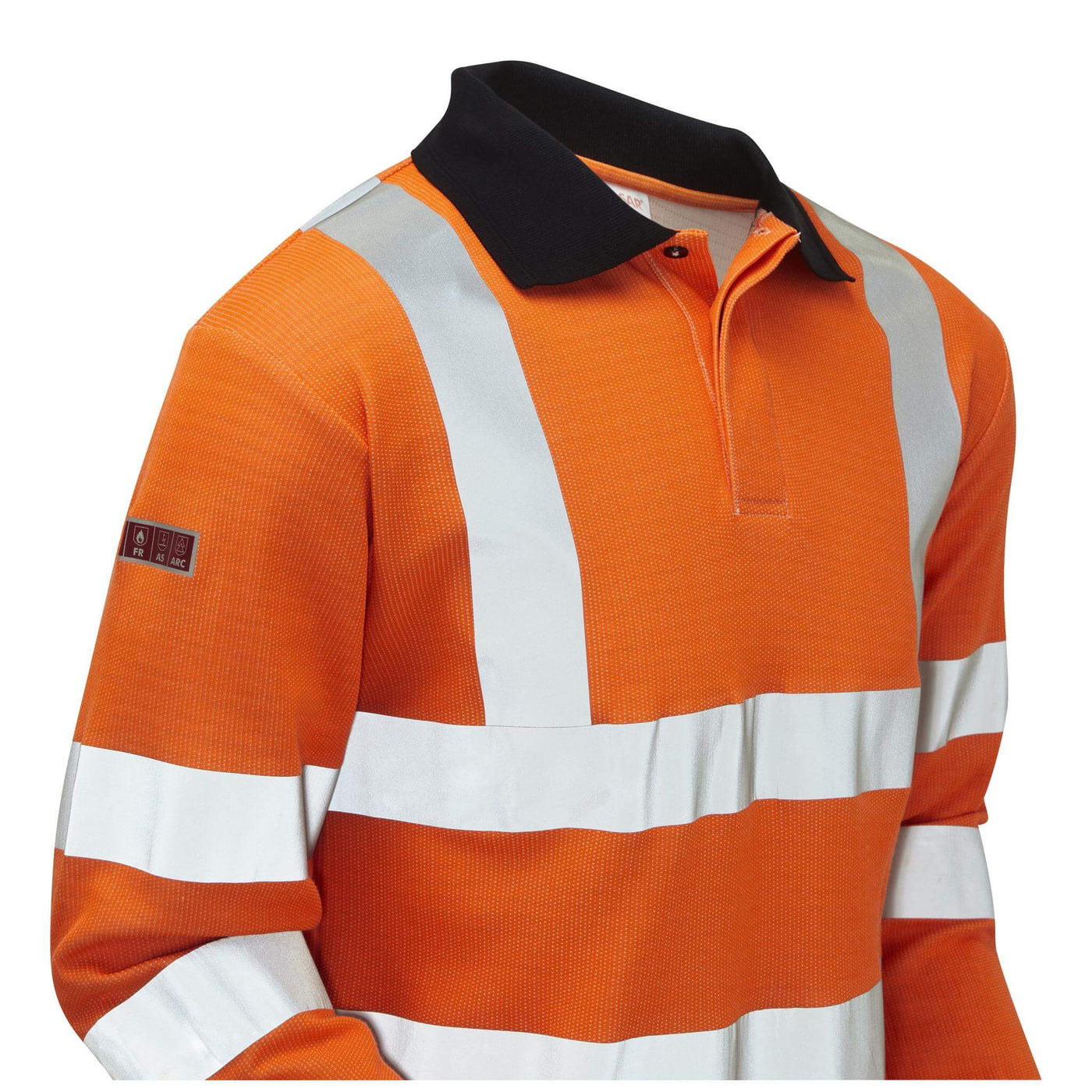 PULSAR PRARC21 Hi Vis Rail Spec FR Electric ARC Polo Shirt Orange Detail.jpg #colour_orange