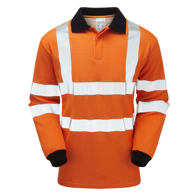 PULSAR PRARC21 Hi Vis Rail Spec FR Electric ARC Polo Shirt Orange Front.jpg #colour_orange