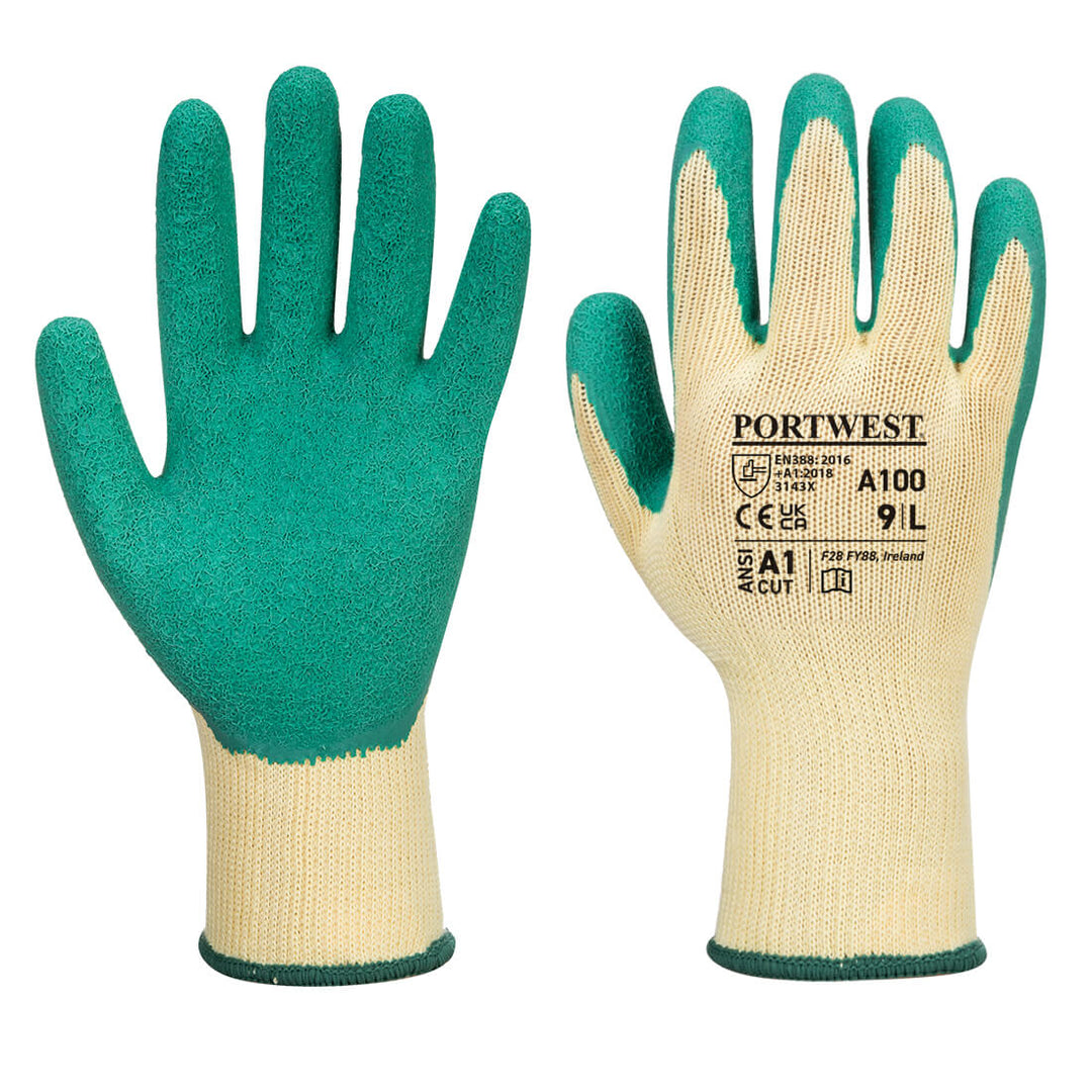 Portwest A100 Grip Latex Gloves 1#colour_green