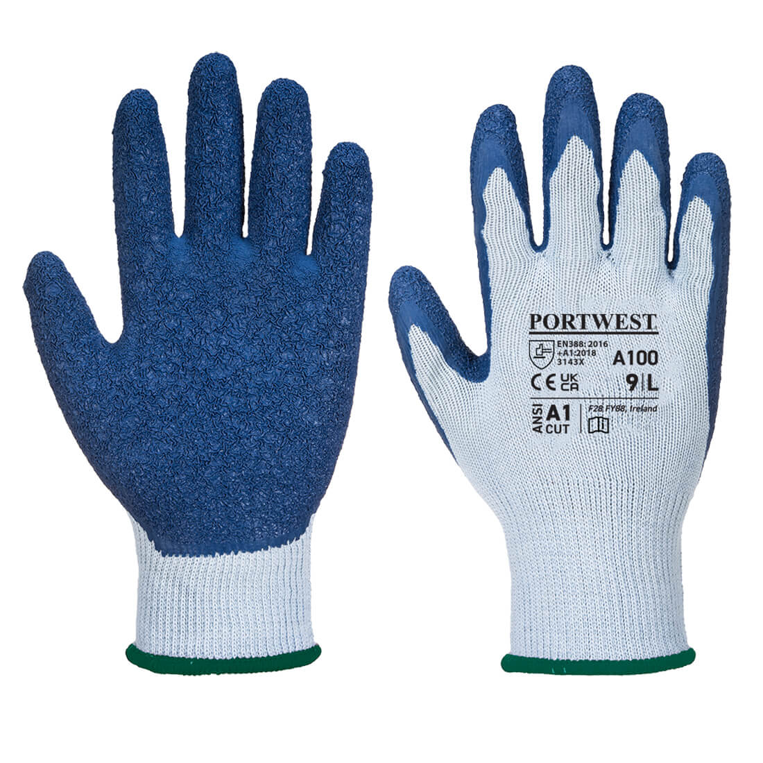 Portwest A100 Grip Latex Gloves 1#colour_grey-blue