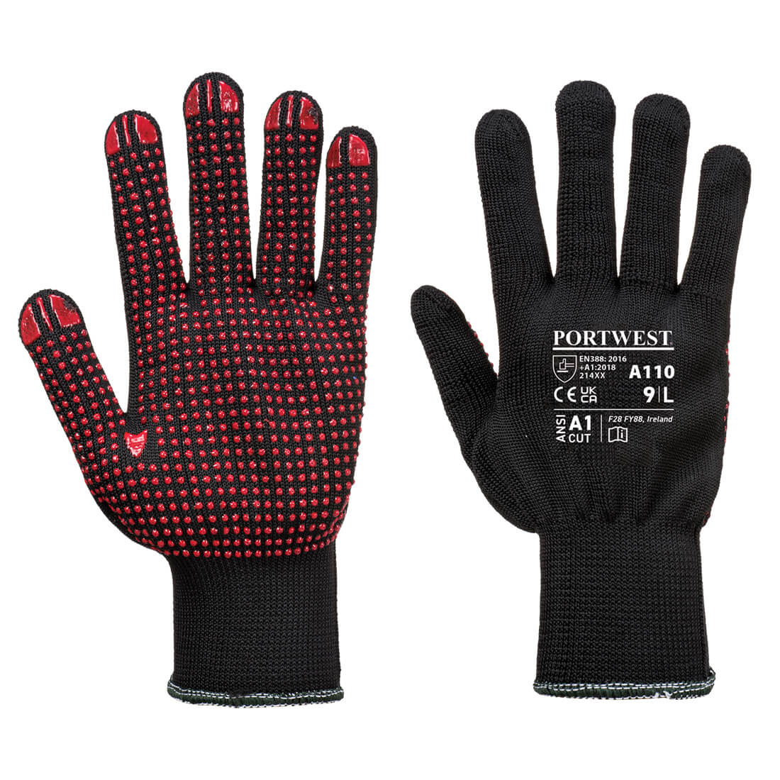 Portwest A110 Polka Dot Gloves 1#colour_black
