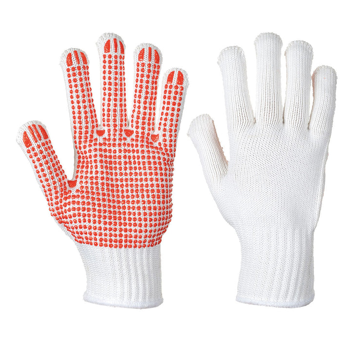 Portwest A112 Heavyweight Polka Dot Gloves 1#colour_white-red