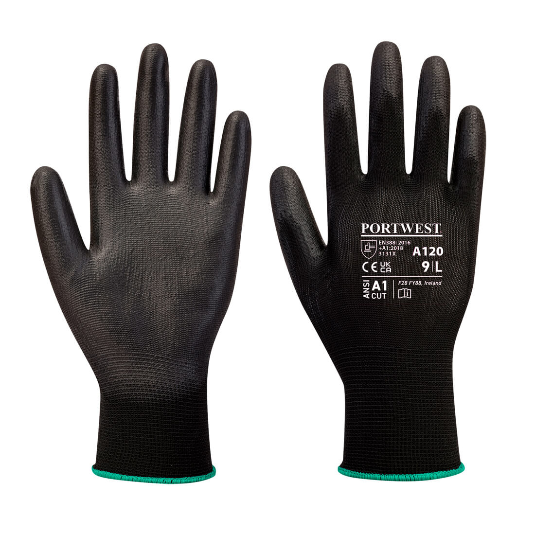 Portwest A120 PU Palm Gloves 1#colour_black