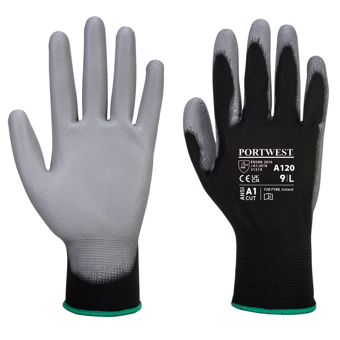 Portwest A120 PU Palm Gloves 1#colour_black-grey