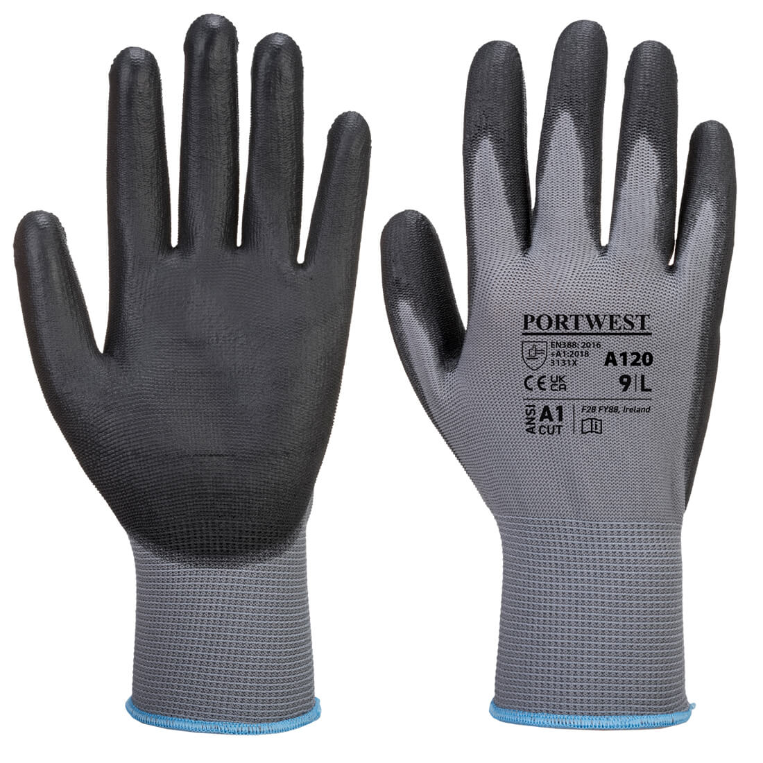 Portwest A120 PU Palm Gloves 1#colour_grey-black