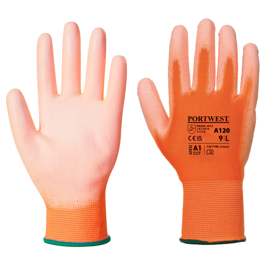 Portwest A120 PU Palm Gloves 1#colour_orange