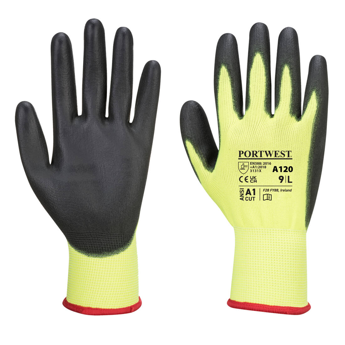 Portwest A120 PU Palm Gloves 1#colour_yellow-black