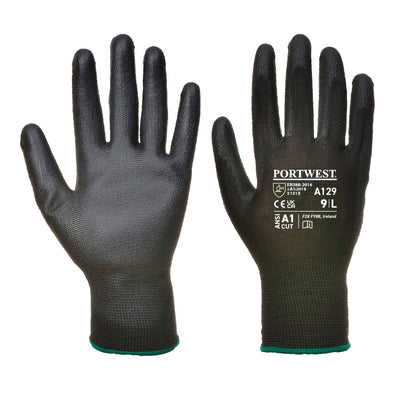 Portwest A129 PU Palm Gloves (12 Pack) 1#colour_black