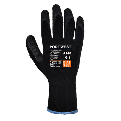 Portwest A140 Thermal Grip Latex Gloves 1#colour_black