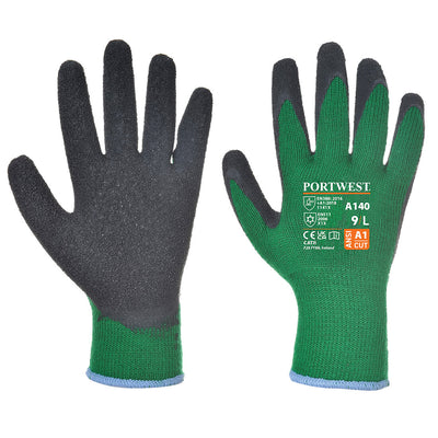 Portwest A140 Thermal Grip Latex Gloves 1#colour_green-black
