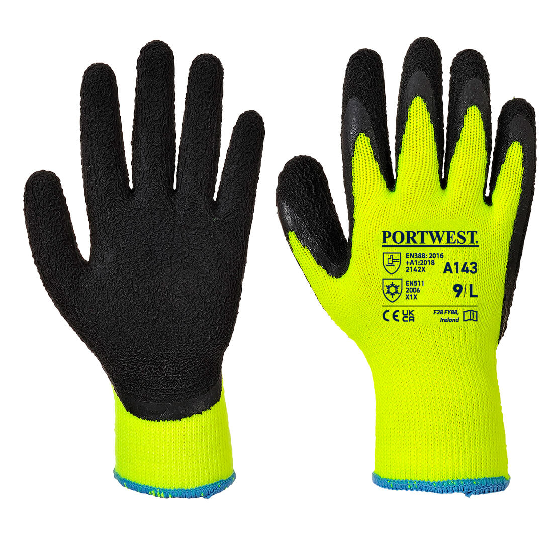 Portwest A143 Thermal Soft Grip Gloves 1#colour_yellow-black
