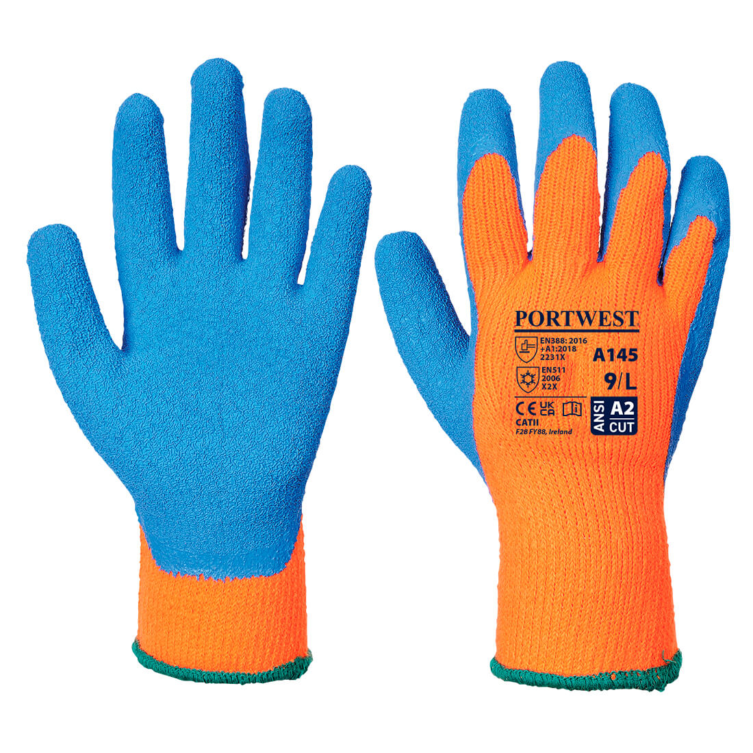Portwest A145 Cold Resistant Grip Gloves 1#colour_orange-blue