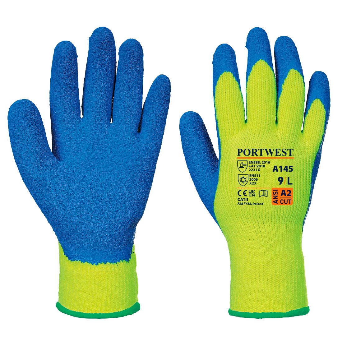 Portwest A145 Cold Resistant Grip Gloves 1#colour_yellow-blue