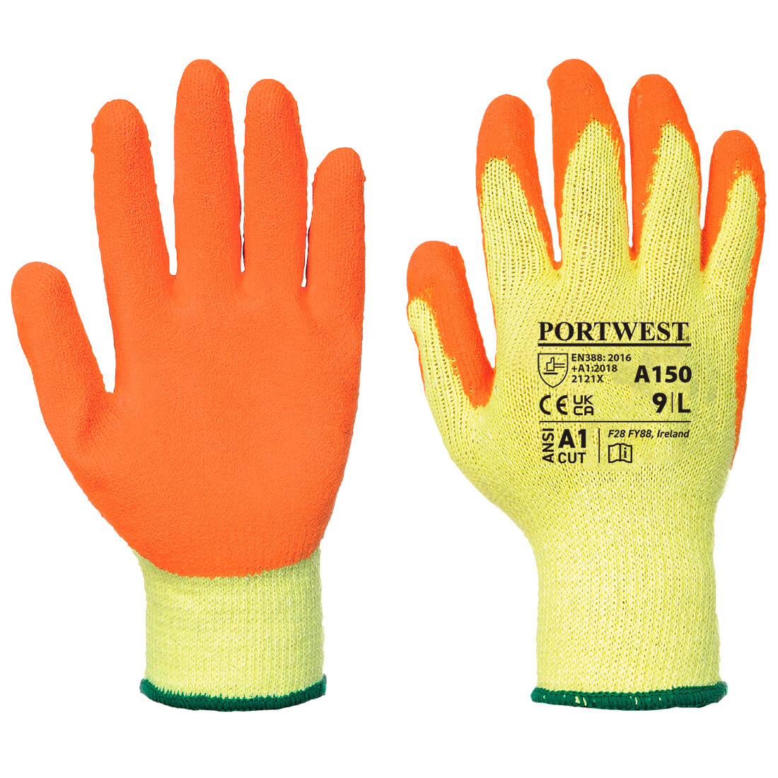 Portwest A150 Classic Grip Latex Gloves 1#colour_orange