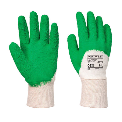 Portwest A171 Latex Open Back Crinkle Gloves 1#colour_white-green