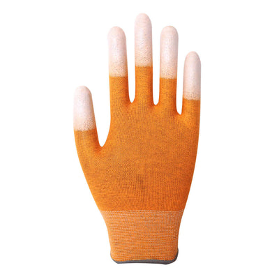 Portwest A198 Antistatic PU Fingertip ESD Gloves Orange Front#colour_orange