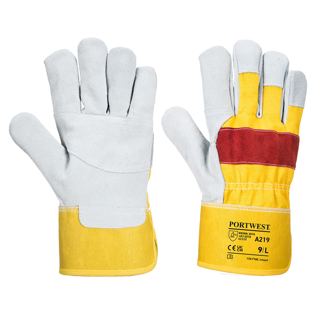 Portwest A219 Classic Chrome Rigger Gloves 1#colour_yellow-red