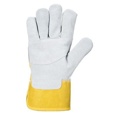 Portwest A220 Premium Chrome Rigger Gloves Yellow Front#colour_yellow