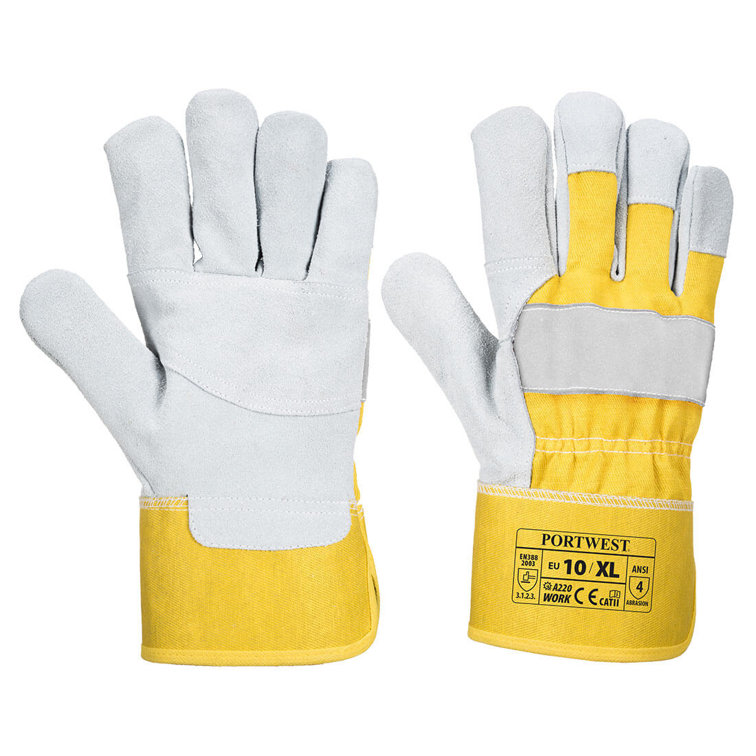 Portwest A220 Premium Chrome Rigger Gloves Yellow Main#colour_yellow
