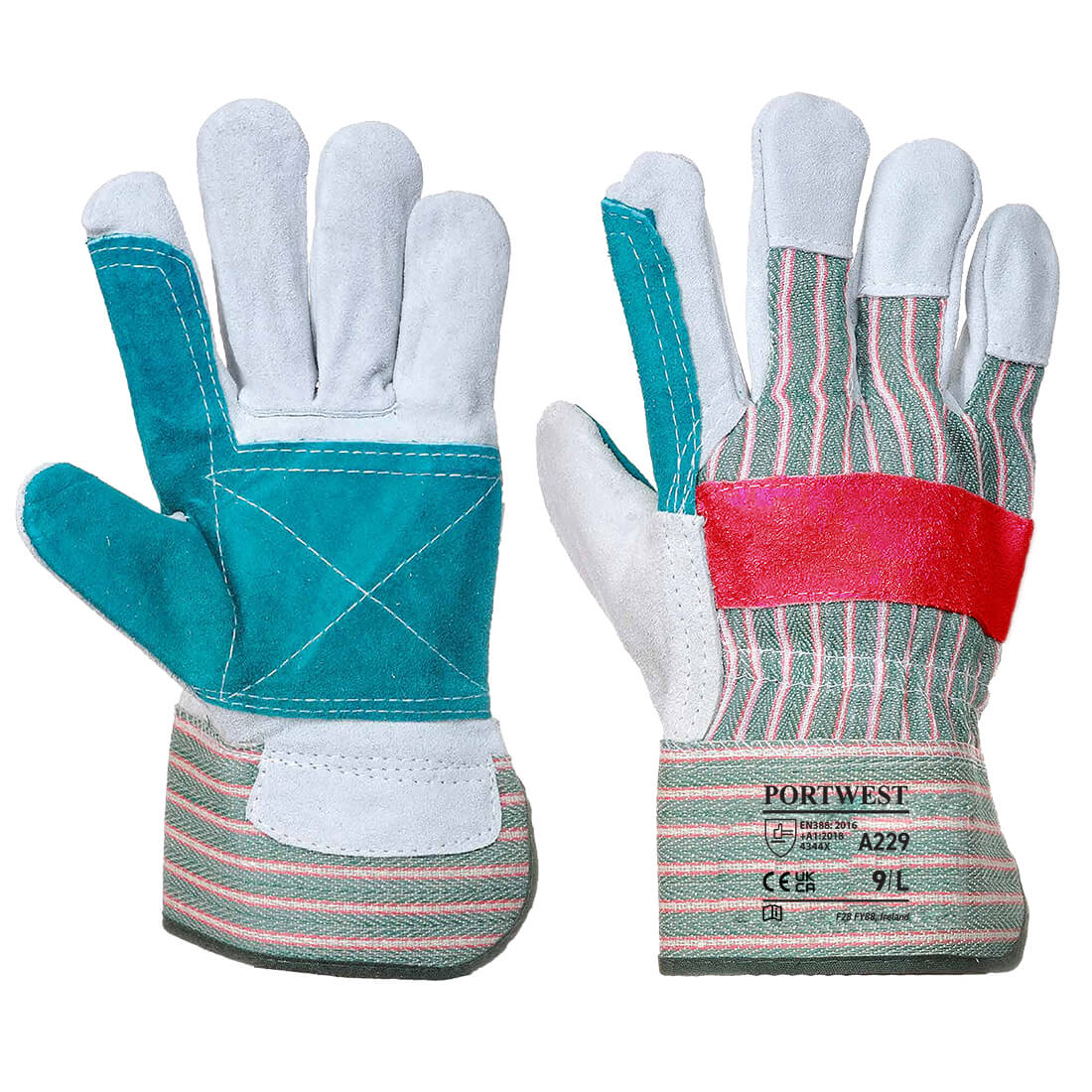 Portwest A229 Classic Double Palm Rigger Gloves 1#colour_green