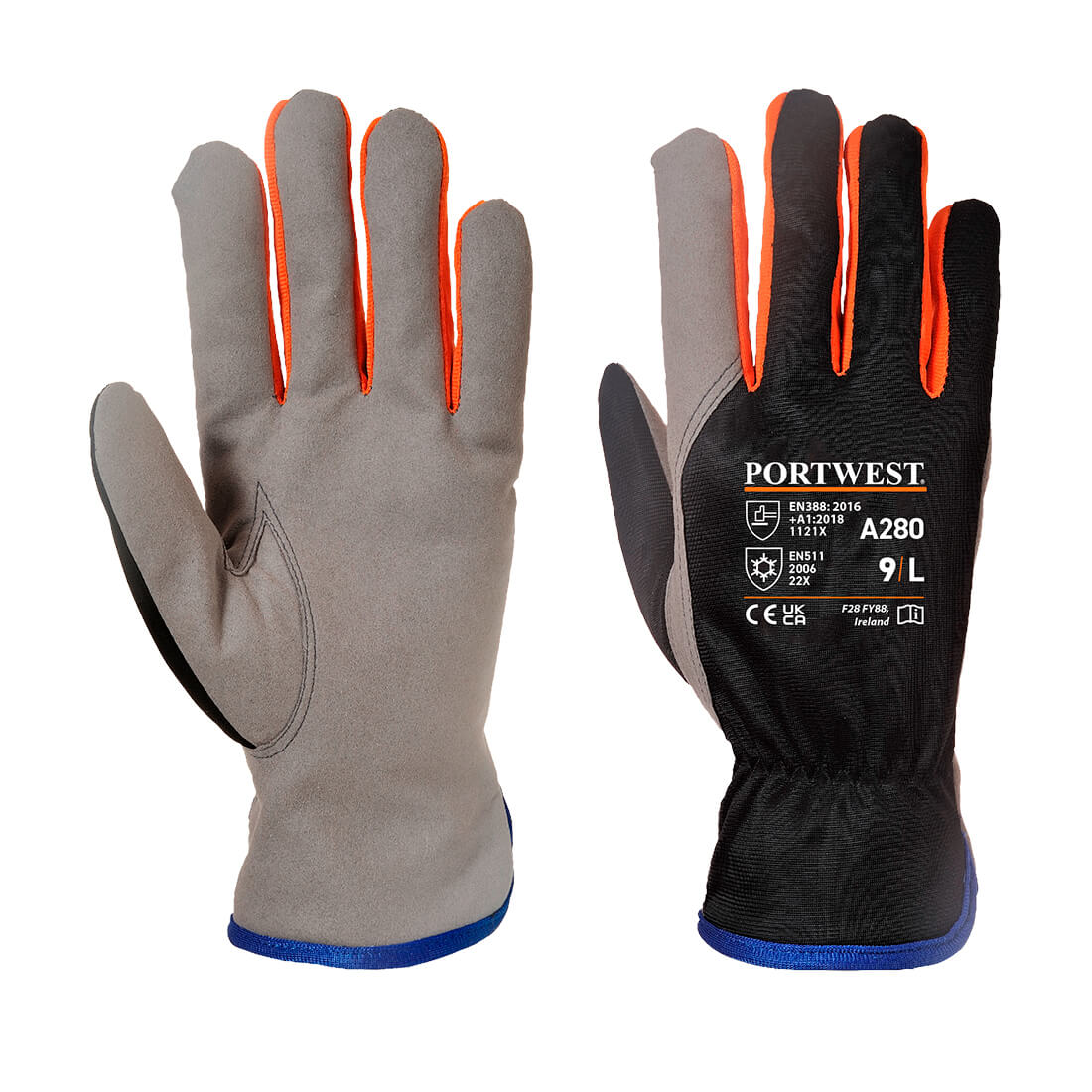 Portwest A280 Wintershield Gloves 1#colour_black-orange