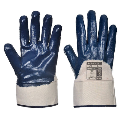 Portwest A301 Nitrile Safety Cuff Gloves Navy Main#colour_navy