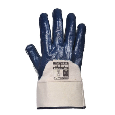 Portwest A301 Nitrile Safety Cuff Gloves Navy Rear#colour_navy