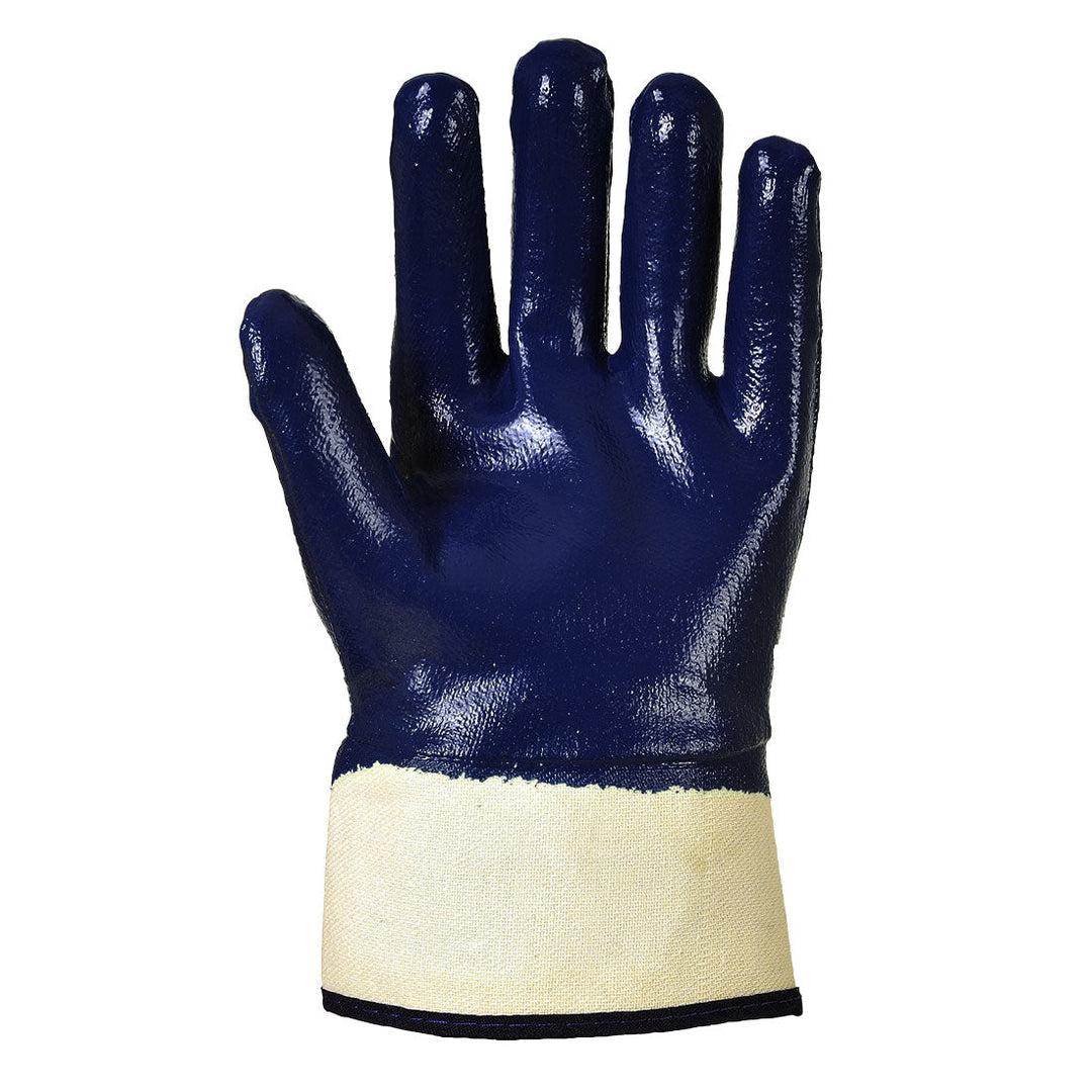 Portwest A302 Fully Dipped Nitrile Safety Cuff Gloves 1#colour_navy 2#colour_navy