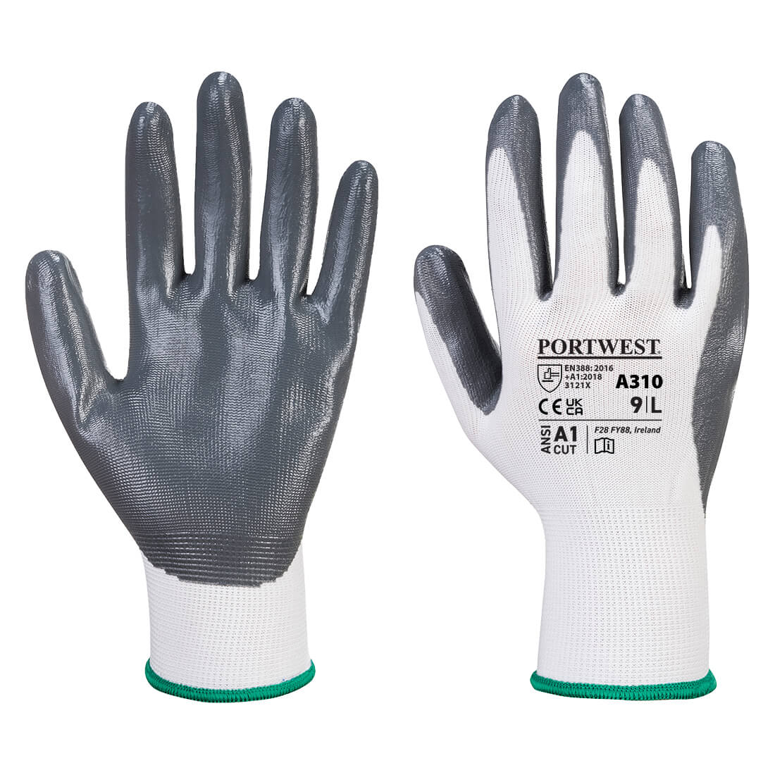 Portwest A310 Flexo Grip Nitrile Gloves 1#colour_grey-white