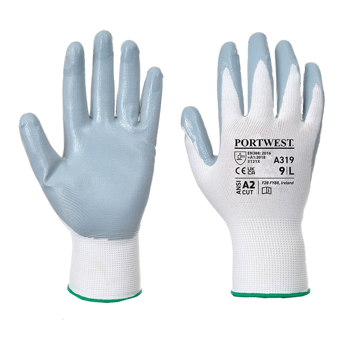 Portwest A319 Flexo Grip Nitrile Gloves 1#colour_grey-white