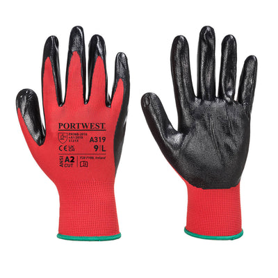 Portwest A319 Flexo Grip Nitrile Gloves 1#colour_red-black
