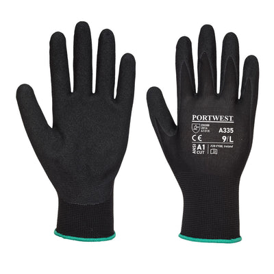 Portwest A335 Dermi-Grip NPR15 Nitrile Sandy Gloves 1#colour_black
