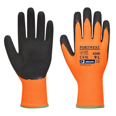 Portwest A340 Hi Vis Grip Latex Gloves 1#colour_orange-black