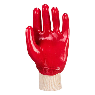 Portwest A400 PVC Knitwrist Gloves 1#colour_red 2#colour_red