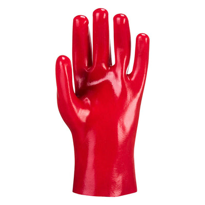 Portwest A427 PVC Gauntlet Gloves Red Front#colour_red