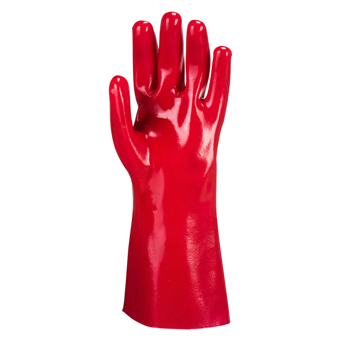 Portwest A435 PVC Gauntlet Gloves Red Front#colour_red