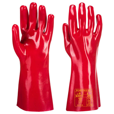 Portwest A435 PVC Gauntlet Gloves Red Main#colour_red