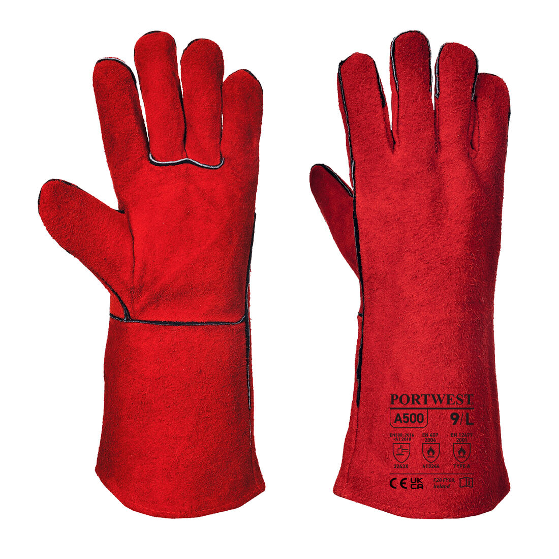 Portwest A500 Welders Gauntlet Gloves 1#colour_red