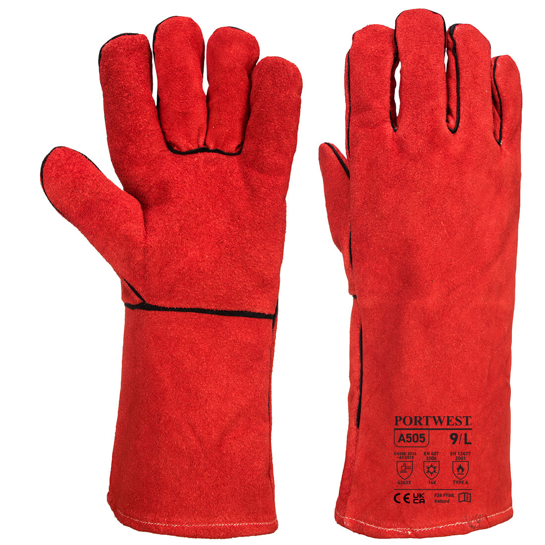 Portwest A505 Winter Welding Gauntlet Gloves 1#colour_red