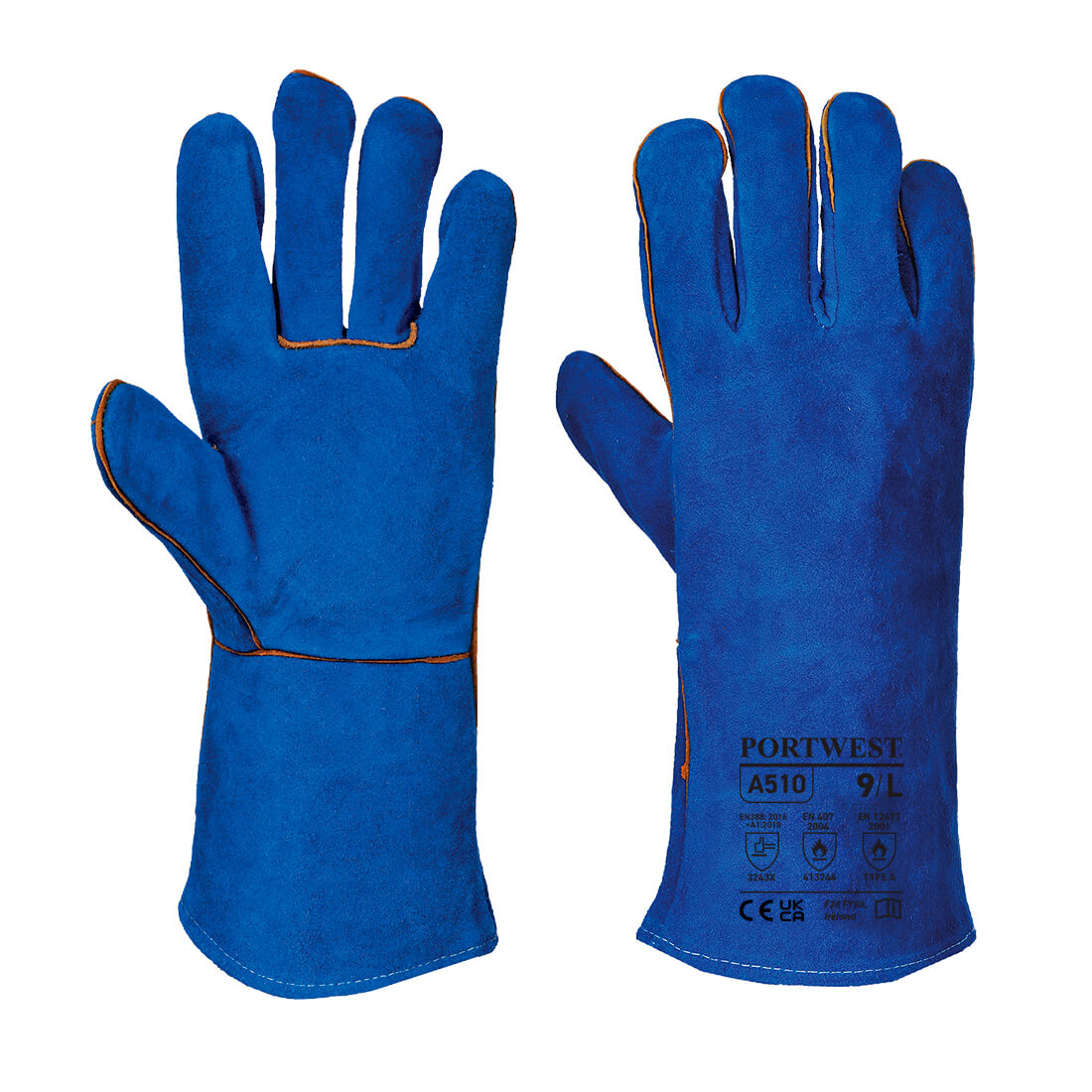 Portwest A510 Welders Gauntlet Gloves 1#colour_blue