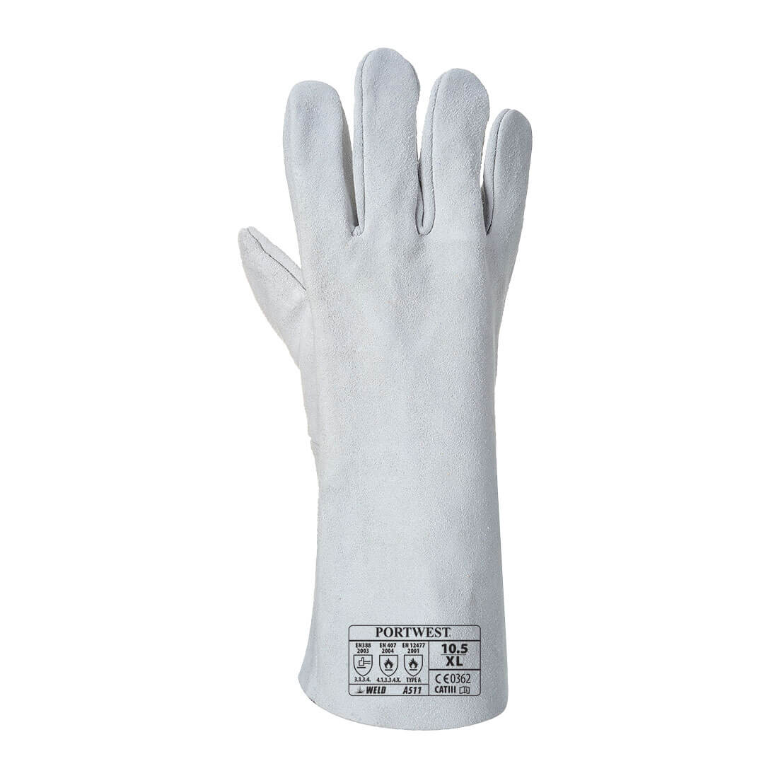 Portwest A511 Classic Welding Gauntlet Gloves Grey Rear#colour_grey