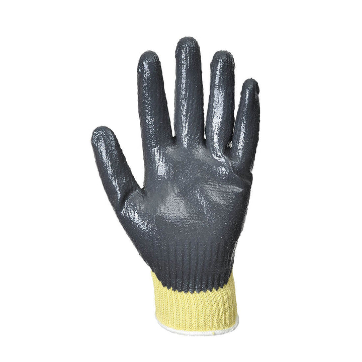 Portwest A600 Cut Resistant 3 Nitrile Grip Gloves Yellow/Grey Front#colour_yellow-grey