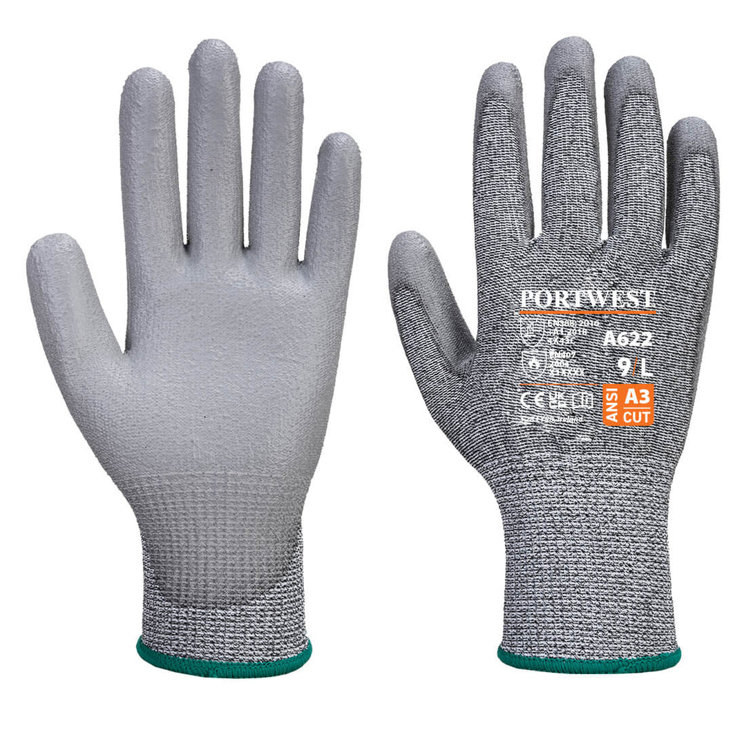 Portwest A622 MR Cut Resistant PU Palm Gloves 1#colour_grey