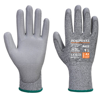 Portwest A622 MR Cut Resistant PU Palm Gloves 1#colour_grey